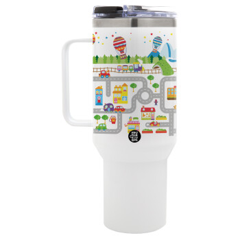 City road track maps, Mega Stainless steel Tumbler with lid, double wall 1,2L