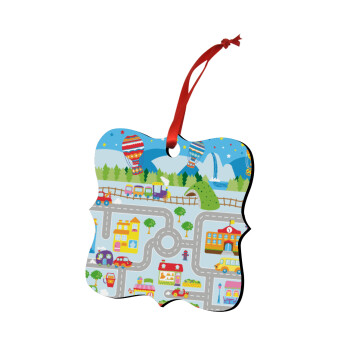 City road track maps, Christmas ornament polygon wooden 7.5cm