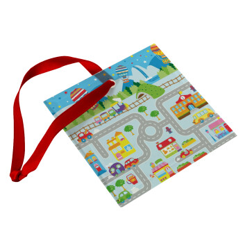 City road track maps, Christmas ornament, glass square ornament 9x9cm