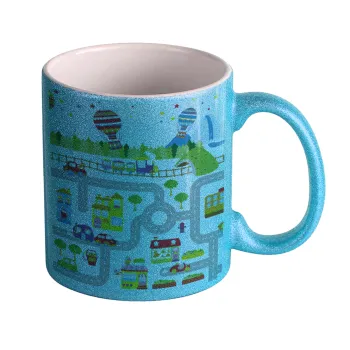 City road track maps, Κούπα Σιέλ Glitter που γυαλίζει, κεραμική, 330ml