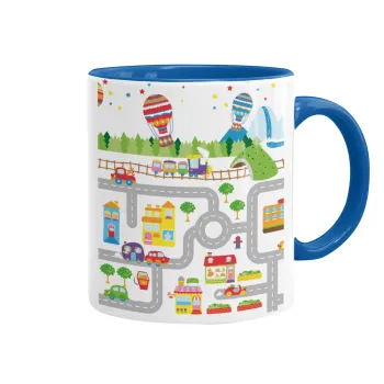 City road track maps, Mug colored blue, ceramic, 330ml