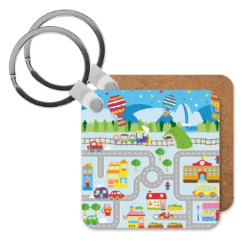 City road track maps, Μπρελόκ Ξύλινο τετράγωνο MDF