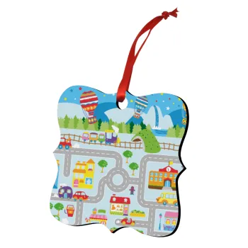 City road track maps, Christmas ornament polygon wooden 7.5cm