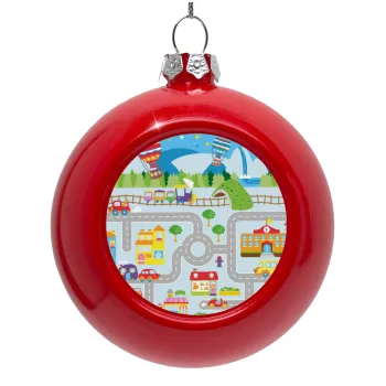 City road track maps, Red Christmas tree ornament bauble 8cm