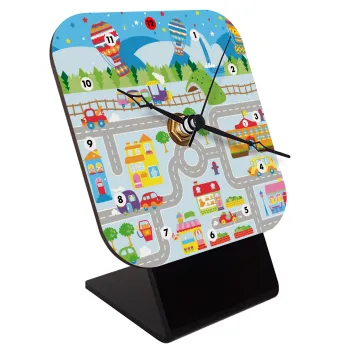 City road track maps, Επιτραπέζιο ρολόι ξύλινο με δείκτες (10cm)