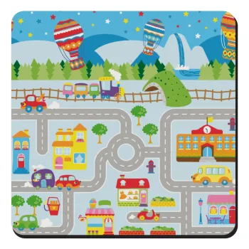 City road track maps, Τετράγωνο μαγνητάκι ξύλινο 9x9cm