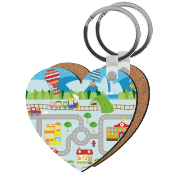 City road track maps, Μπρελόκ Ξύλινο καρδιά MDF