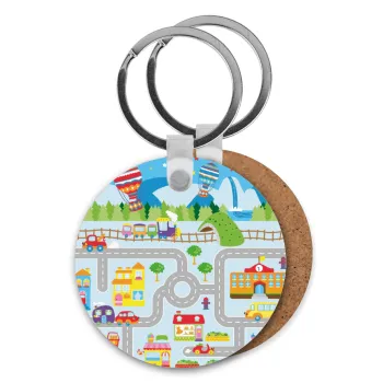 City road track maps, Μπρελόκ Ξύλινο στρογγυλό MDF Φ5cm