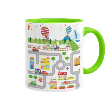 City road track maps, Mug colored light green, ceramic, 330ml