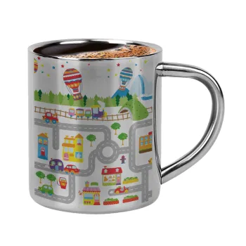 City road track maps, Double-wall metal cup for espresso (220ml)