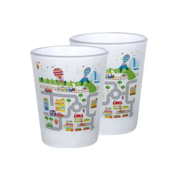 City road track maps, Σφηνοπότηρα γυάλινα 45ml του πάγου (2 τεμάχια)