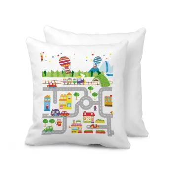 City road track maps, Μαξιλάρι καναπέ 40x40cm περιέχεται το  γέμισμα