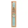 Easter Set, wooden keychain & aromatic flat Easter candle (30cm) (TURQUOISE)