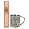 Easter Set, metallic thermal cup (300ml) & aromatic flat Easter candle (30cm) (PINK)