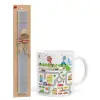 Easter Set, Ceramic Cup (330ml) & Easter aromatic flat candle (30cm) (GRAY)