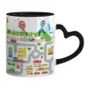Mug heart black handle, ceramic, 330ml