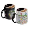 Color changing magic Mug, ceramic, 330ml when adding hot liquid inside, the black colour desappears (1 pcs)