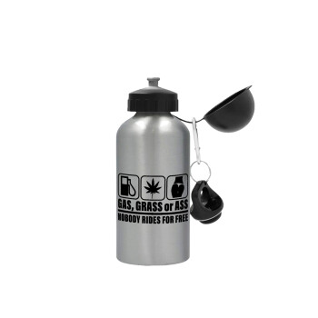 Gas, Grass or Ass, Metallic water jug, Silver, aluminum 500ml