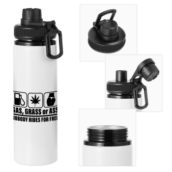 Gas, Grass or Ass, Metal water bottle with safety cap, aluminum 850ml
