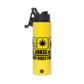 Gas, Grass or Ass, Metallic water bottle with safety lid, 850ml aluminum