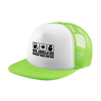Gas, Grass or Ass, Καπέλο Soft Trucker με Δίχτυ Πράσινο/Λευκό