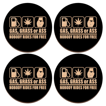 Gas, Grass or Ass, ΣΕΤ x4 Σουβέρ ξύλινα στρογγυλά plywood (9cm)