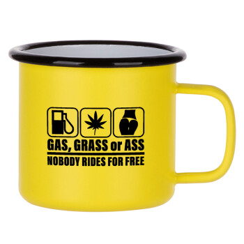 Gas, Grass or Ass, Κούπα Μεταλλική εμαγιέ ΜΑΤ Κίτρινη 360ml