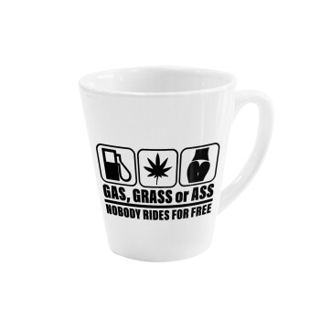 Gas, Grass or Ass, Κούπα κωνική Latte Λευκή, κεραμική, 300ml