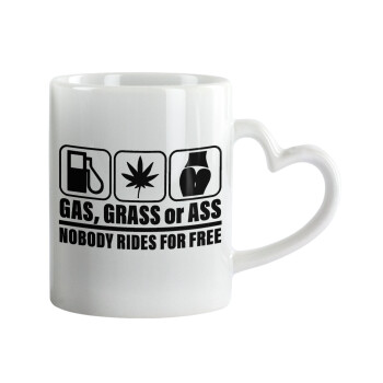 Gas, Grass or Ass, Mug heart handle, ceramic, 330ml
