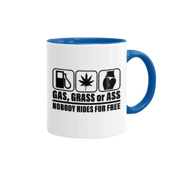 Gas, Grass or Ass, Mug colored blue, ceramic, 330ml
