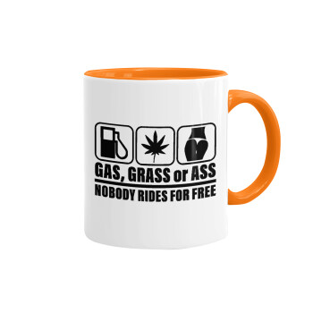 Gas, Grass or Ass, Mug colored orange, ceramic, 330ml
