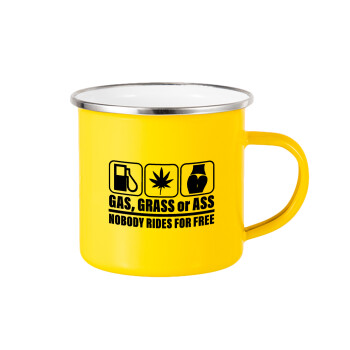 Gas, Grass or Ass, Yellow Enamel Metallic Cup 360ml