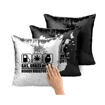 Gas, Grass or Ass, Μαξιλάρι καναπέ Μαγικό Μαύρο με πούλιες 40x40cm περιέχεται το γέμισμα