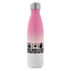 Μεταλλικό παγούρι θερμός Ροζ/Λευκό (Stainless steel), διπλού τοιχώματος, 500ml