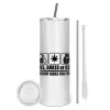 Tumbler ποτήρι θερμό από ανοξείδωτο ατσάλι 600ml, με μεταλλικό καλαμάκι & βούρτσα καθαρισμού
