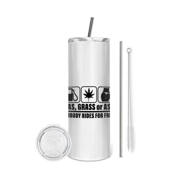 Gas, Grass or Ass, Tumbler stainless steel 600ml, with metal straw & cleaning brush