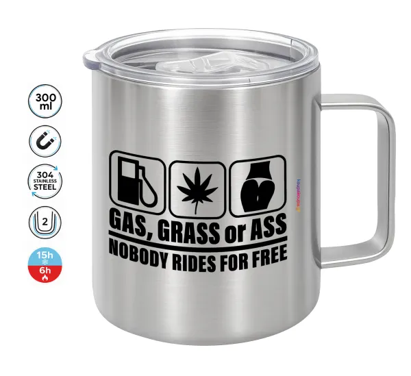 Gas — Double-walled stainless steel mug 300ml with temperature-retaining lid