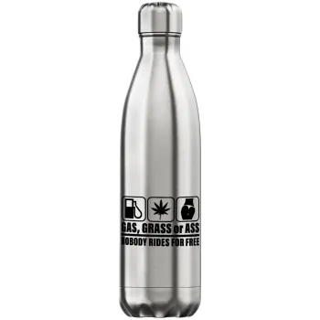 Gas, Grass or Ass, Μεταλλικό παγούρι θερμός Inox (Stainless steel), διπλού τοιχώματος, 750ml