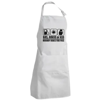 Gas, Grass or Ass, Adult Chef Apron (with sliders and 2 pockets)