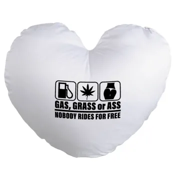 Gas, Grass or Ass, Μαξιλάρι καναπέ καρδιά 40x40cm περιέχεται το  γέμισμα