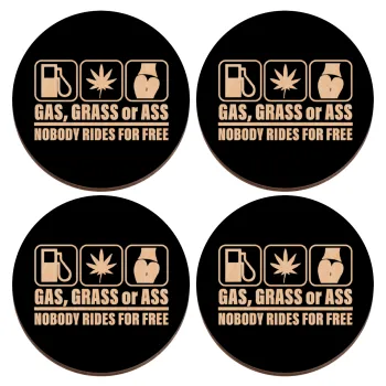 Gas, Grass or Ass, ΣΕΤ x4 Σουβέρ ξύλινα στρογγυλά plywood (9cm)