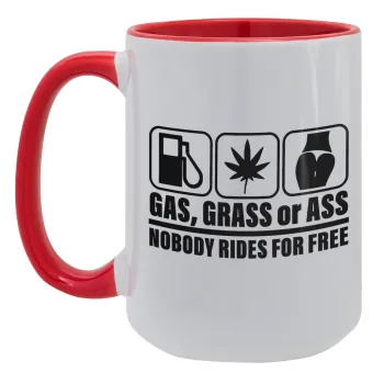 Gas, Grass or Ass, Κούπα Mega 15oz, κεραμική Κόκκινη, 450ml
