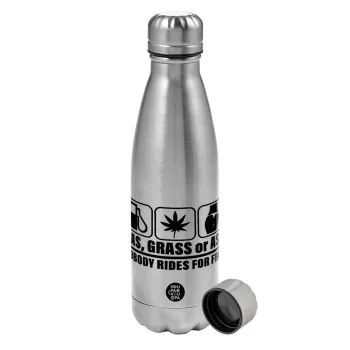 Gas, Grass or Ass, Metallic water bottle, stainless steel, 750ml