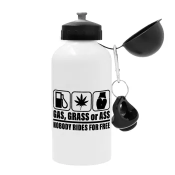 Gas, Grass or Ass, Μεταλλικό παγούρι νερού, Λευκό, αλουμινίου 500ml