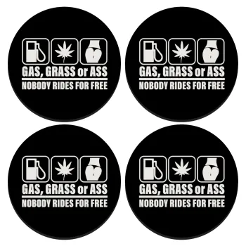 Gas, Grass or Ass, ΣΕΤ 4 Σουβέρ ξύλινα στρογγυλά (9cm)