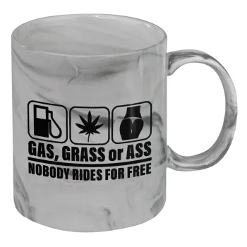 Gas, Grass or Ass, Mug ceramic marble style, 330ml