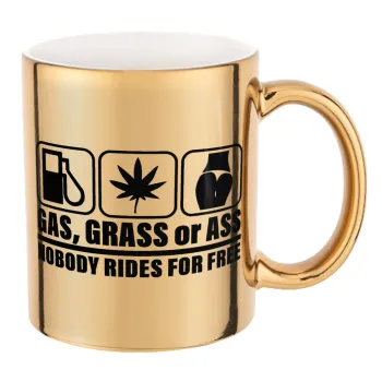 Gas, Grass or Ass, Mug ceramic, gold mirror, 330ml