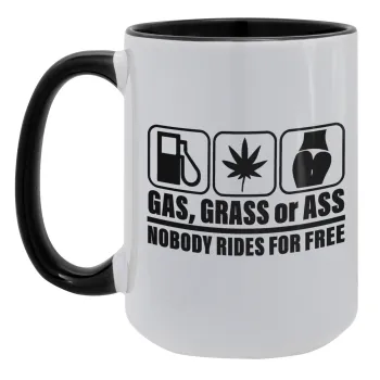 Gas, Grass or Ass, Κούπα Mega 15oz, κεραμική Μαύρη, 450ml