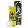 Neon Yellow Travel Tumbler θερμό, μεταλλικό καλαμάκι(Ανωξείδωτο 304 Food grade, BPA free, 600ml)
