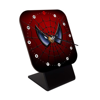 Spiderman mask, Quartz Wooden table clock with hands (10cm)